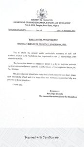 Government orders closure of Osun State Polytechnics
