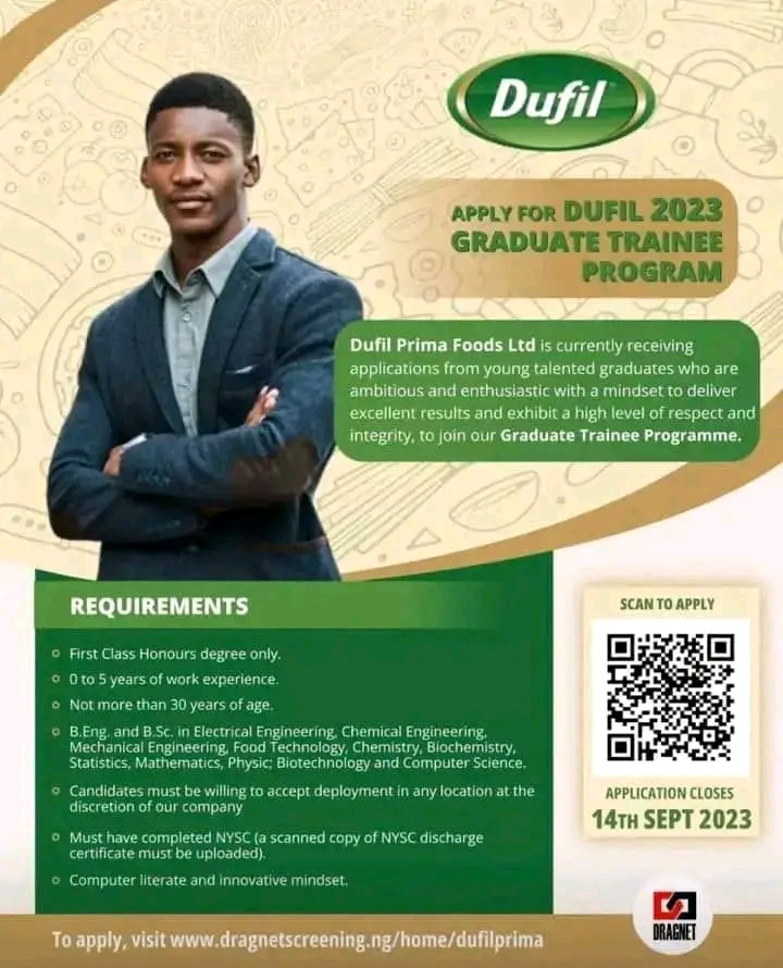 Dufil Prima Foods Graduate Trainee Program 2023