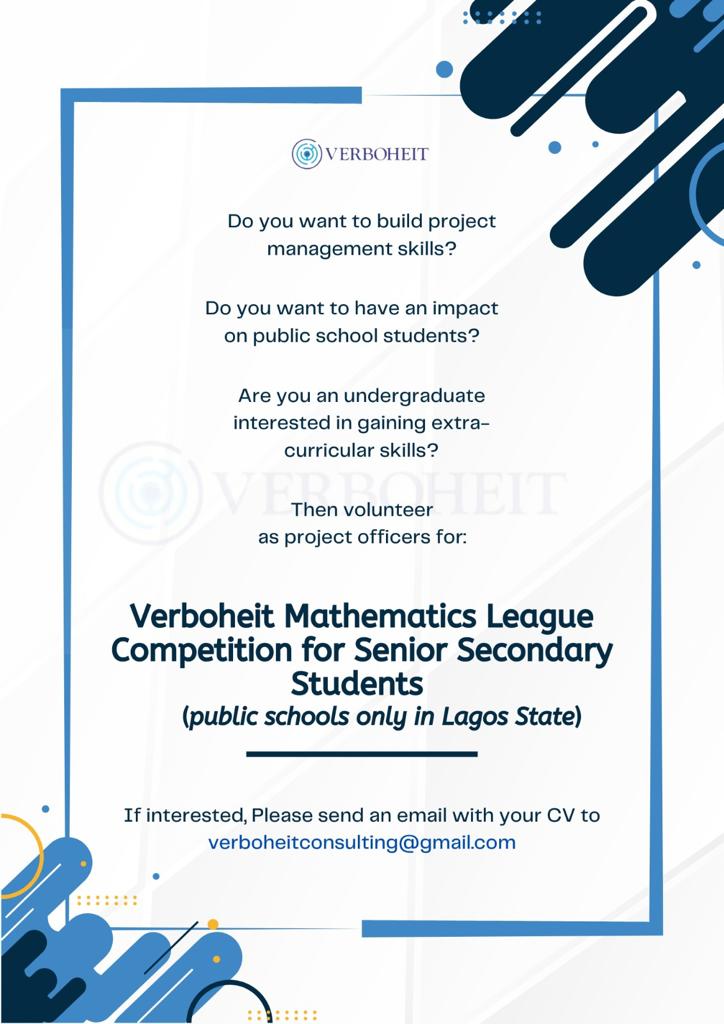 Verboheit Mathematics League Competition For Senior Secondary Students