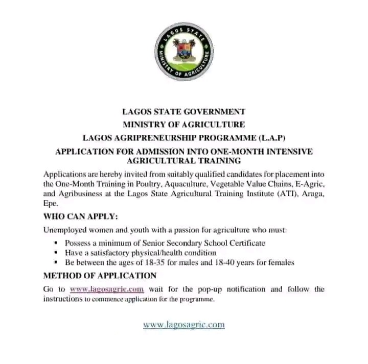 Lagos State Agripreneurship Training Programme 2024