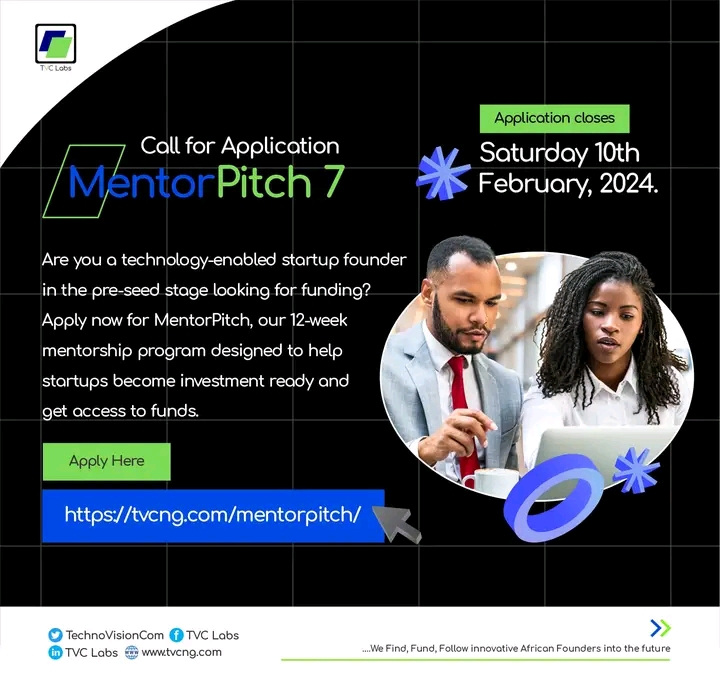 TVC Labs MentorPitch 7 Program for Pre-seed stage startups