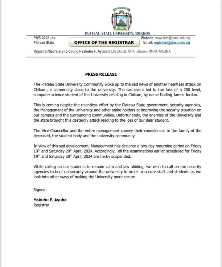PLATEAU STATE UNIVERSITY