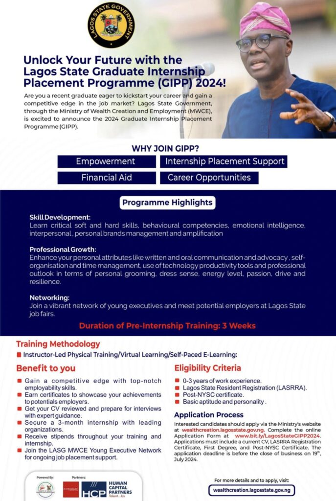 Lagos State Graduate Internship Placement Program (GIPP) 2024