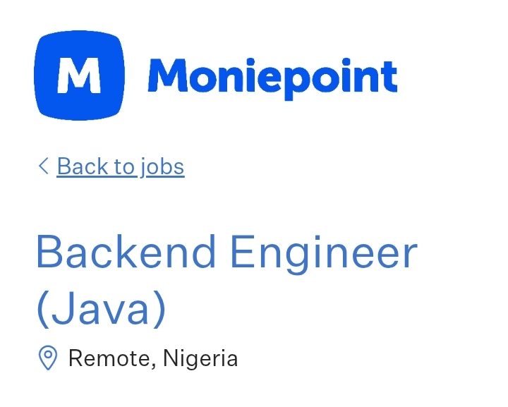 Remote Backend Engineer at Moniepoint Inc.(Java)