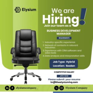 Business Development Manager at Elysium | Apply Now
