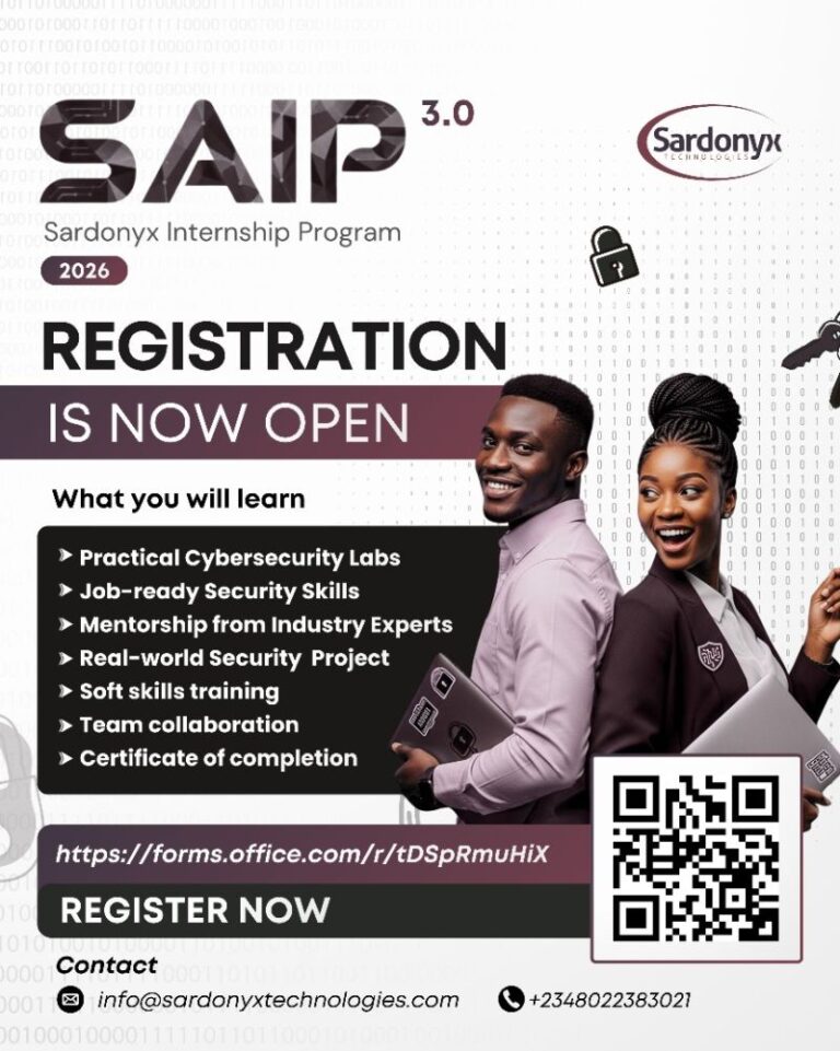 2026 Sardonyx Technologies Cybersecurity Internship Program (SAIP)